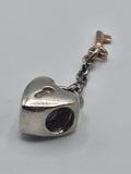 Preloved Pandora Two Tone Heart Lock and Key Charm, S925 ALE sterling silver and 14K gold