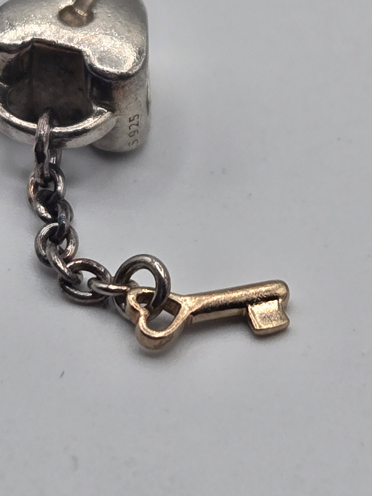 Pandora Two Tone Heart Lock and Key Charm