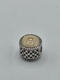 Preloved Pandora Two Tone Cream Enamel Heart Charm, S925 ALE sterling silver and 14K gold