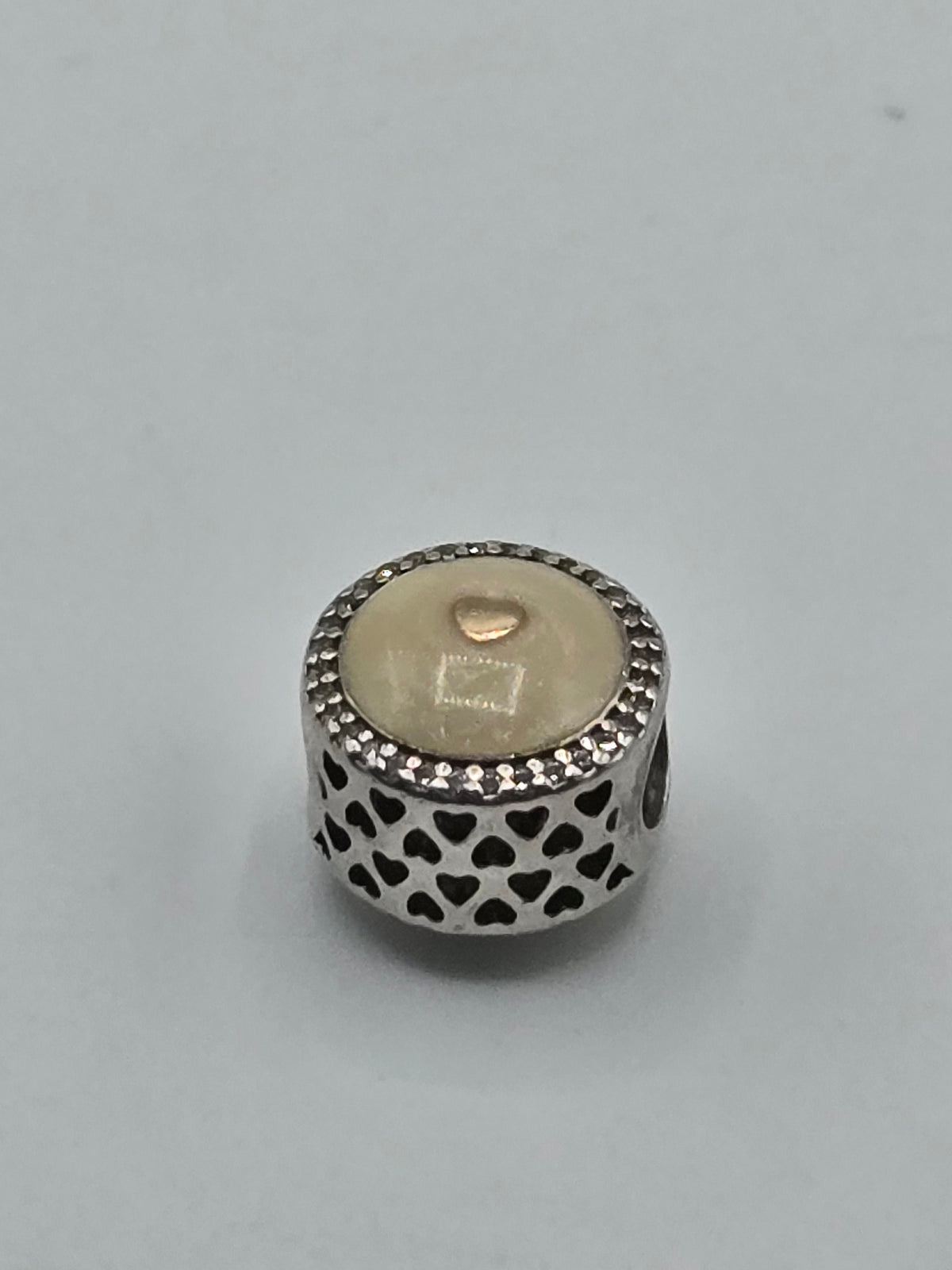 Pandora Two Tone Cream Enamel Heart Charm