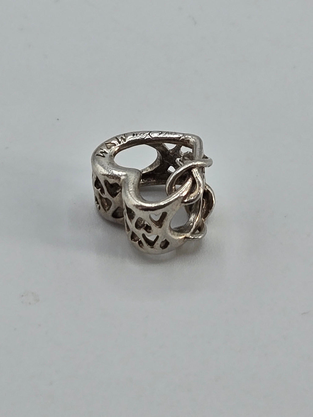 Preloved Pandora Love You Mum Heart Charm, S925 ALE sterling silver, close up