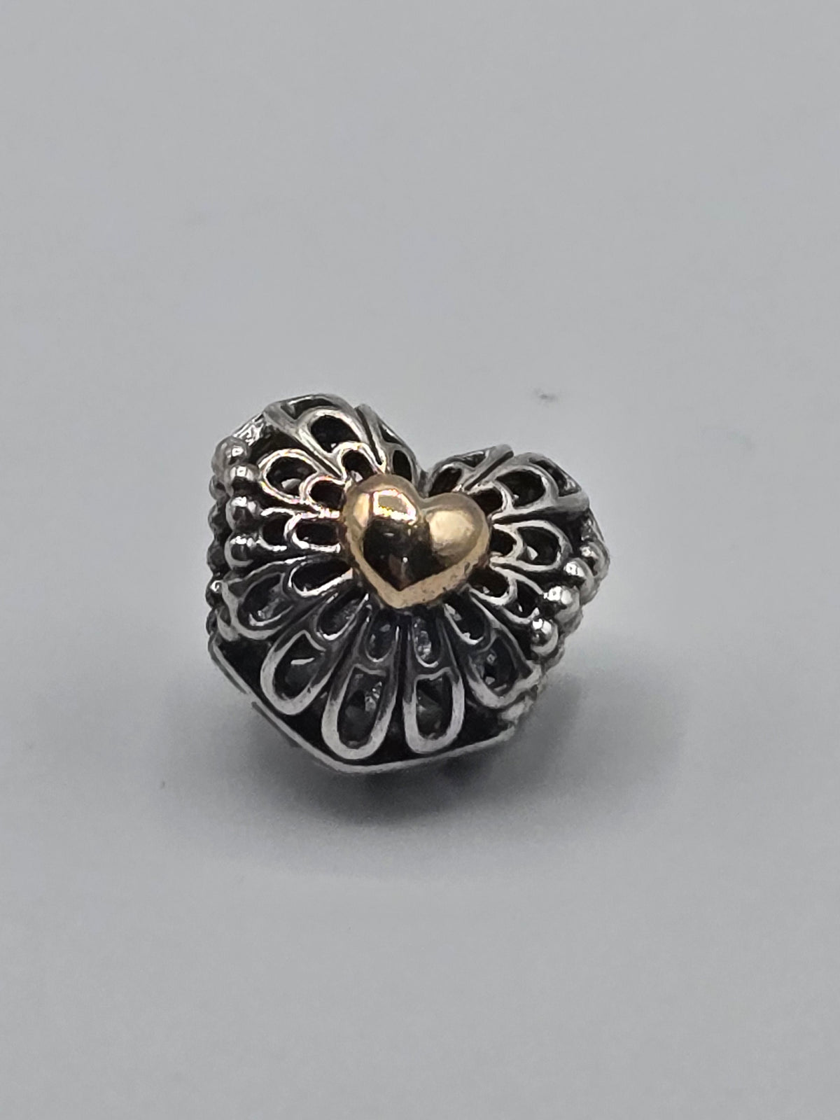 Pandora Two Tone Filigree Heart Charm