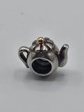 Preloved Pandora Two Tone Teapot Charm, S925 ALE sterling silver and 14K gold