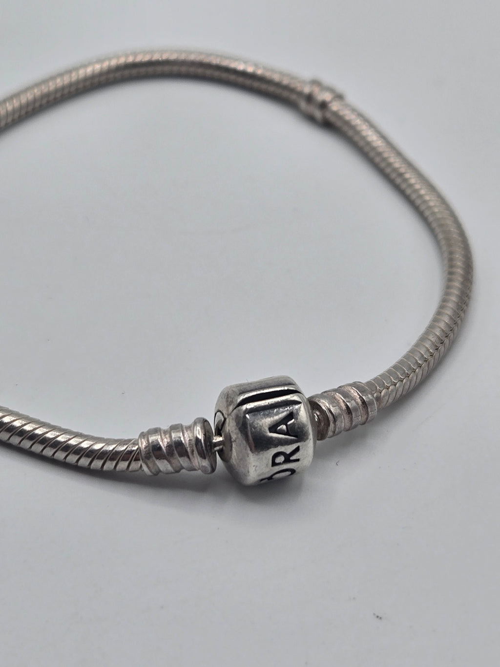 Preloved Pandora Moments Snake Chain Bracelet 19cm, S925 ALE sterling silver, side view