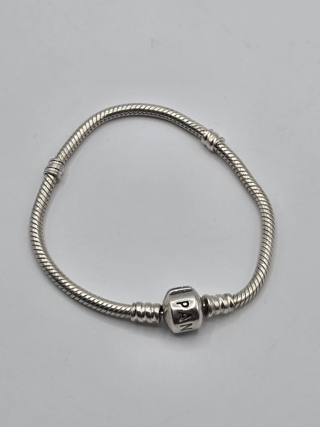 Preloved Pandora Moments Snake Chain Bracelet 17cm, S925 ALE sterling silver, side view