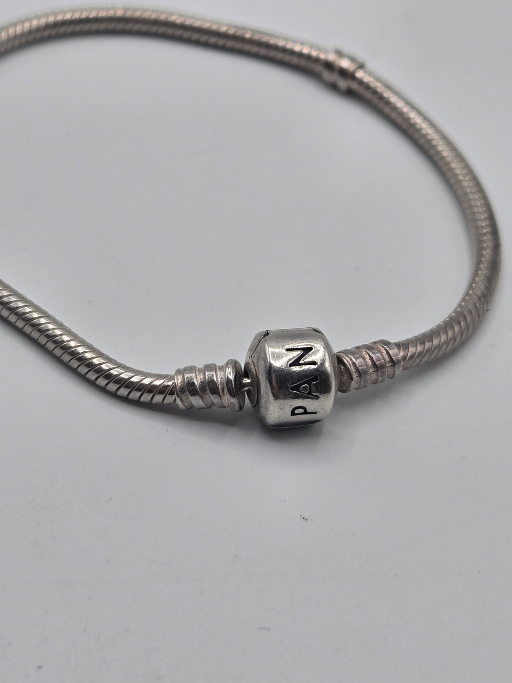 Preloved Pandora Moments Snake Chain Bracelet 19cm, S925 ALE sterling silver, close up