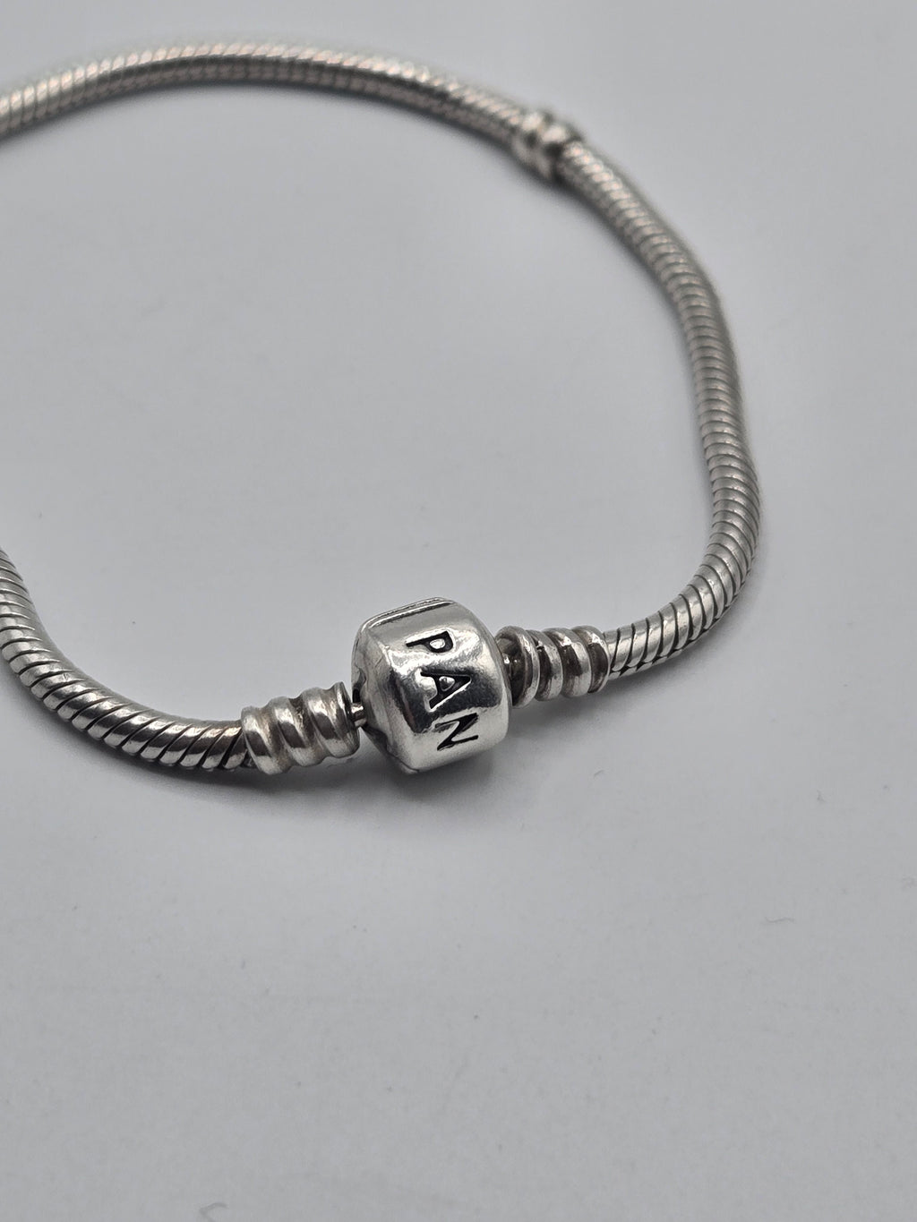 Preloved Pandora Moments Snake Chain Bracelet 20cm, S925 ALE sterling silver, close up