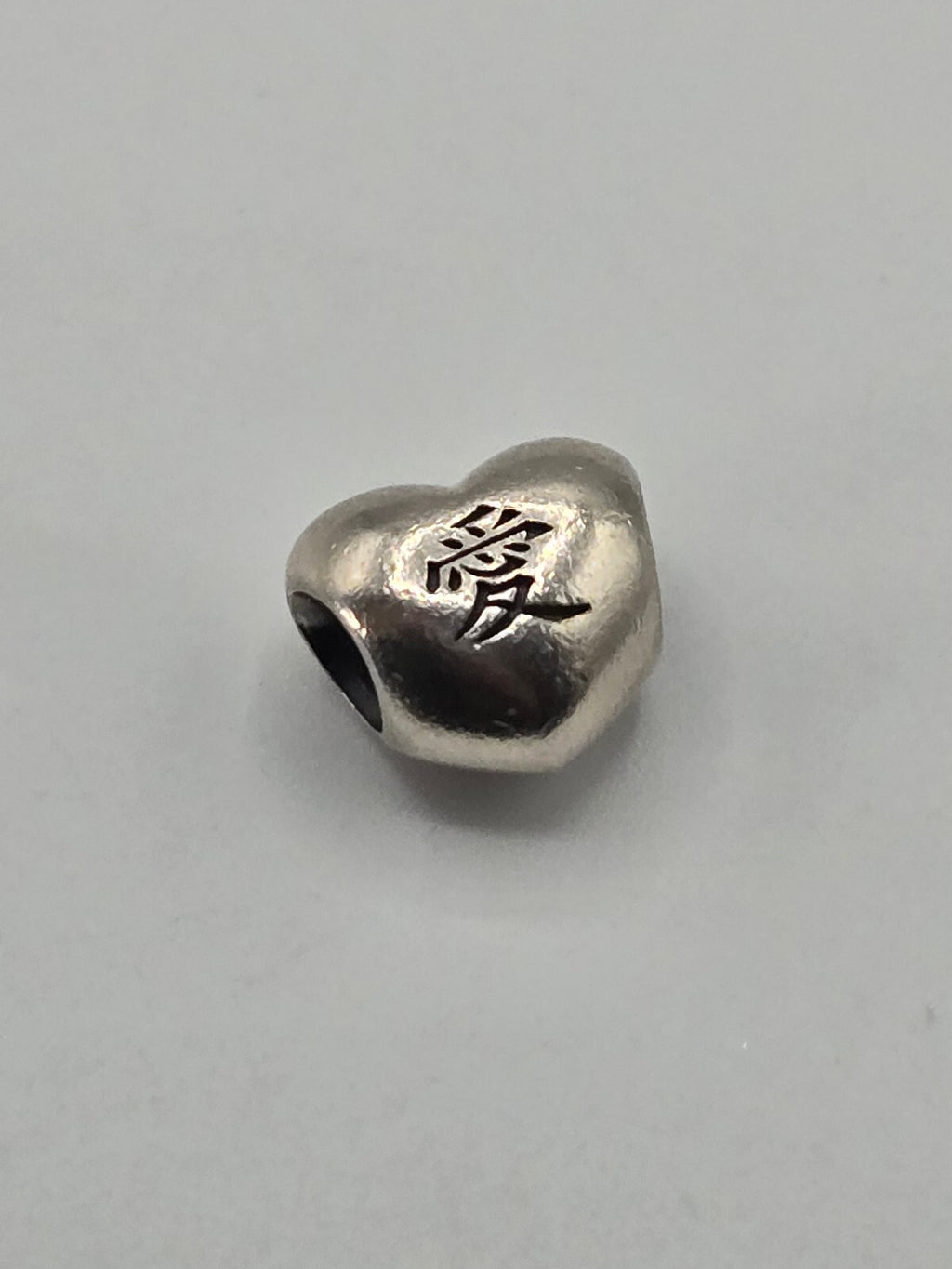 Preloved Pandora Chinese Love Character Heart Charm, S925 ALE sterling silver, close up