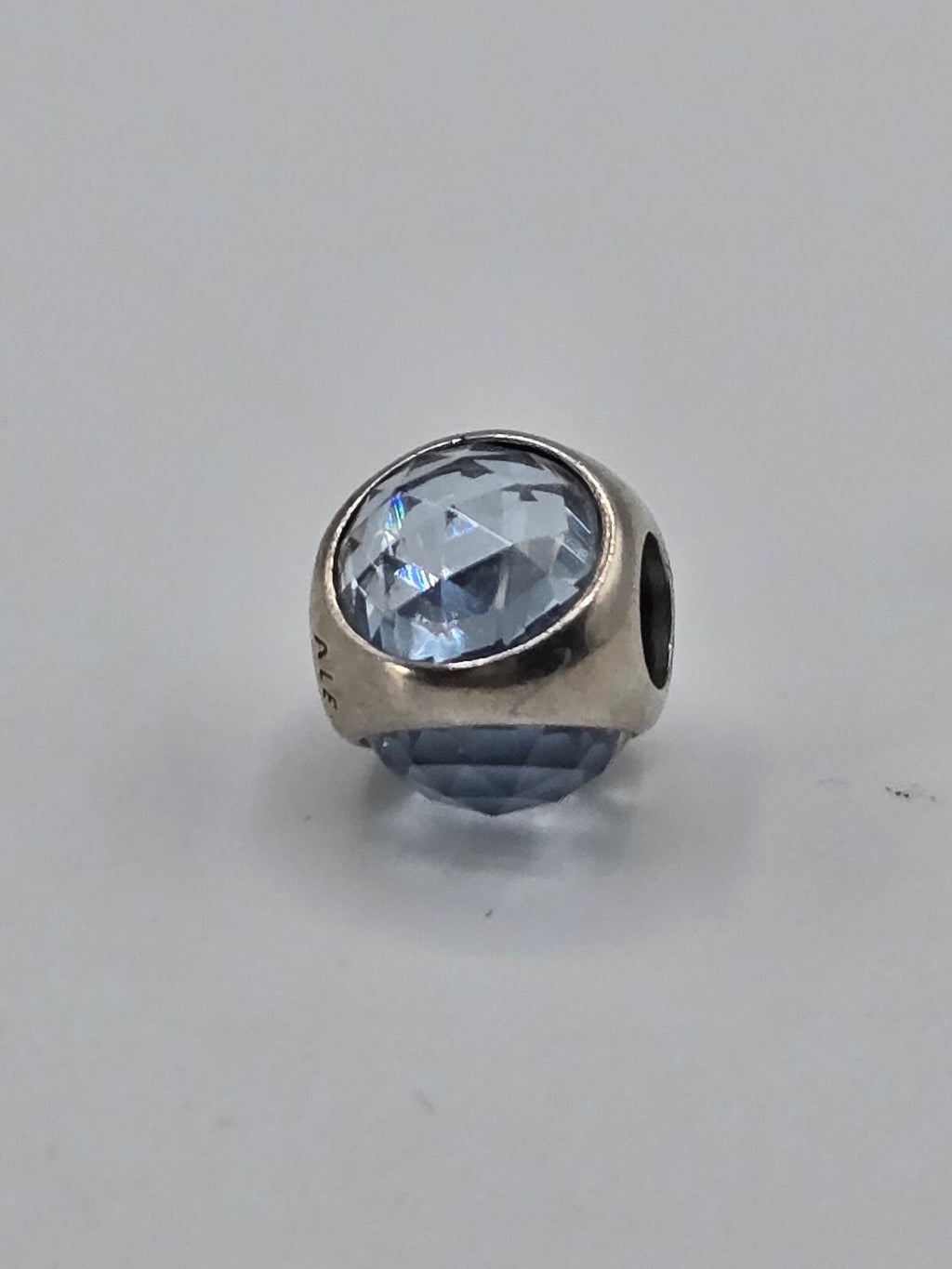 Preloved Pandora Light Blue Faceted Crystal Charm, S925 ALE sterling silver