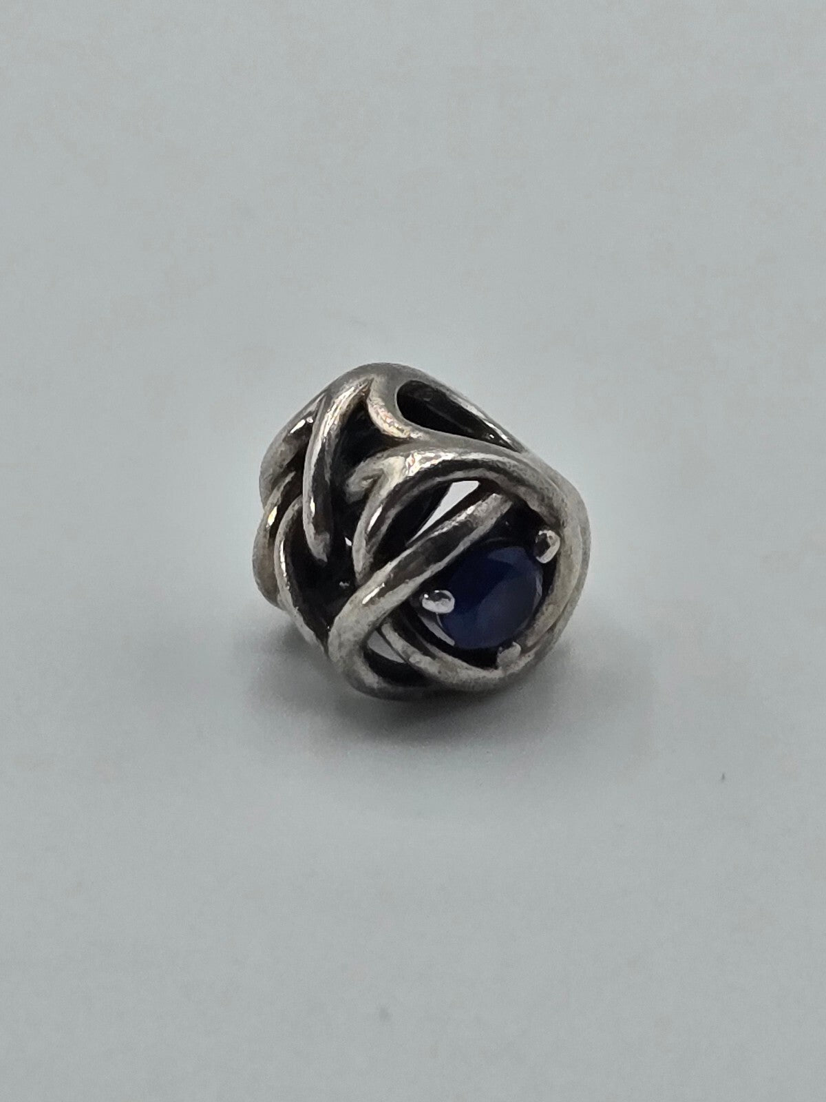 Pandora Openwork Knot Charm with Blue Stone