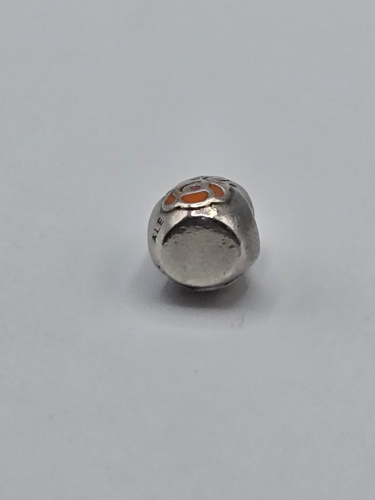 Preloved Pandora Enamel Matryoshka Doll Charm, S925 ALE sterling silver, back view showing hallmark
