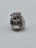 Preloved Pandora Money Bag Charm, S925 ALE sterling silver, front view
