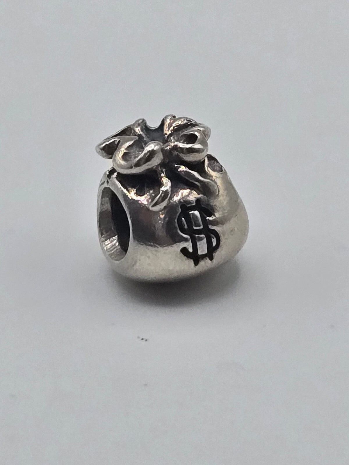 Preloved Pandora Money Bag Charm, S925 ALE sterling silver, front view