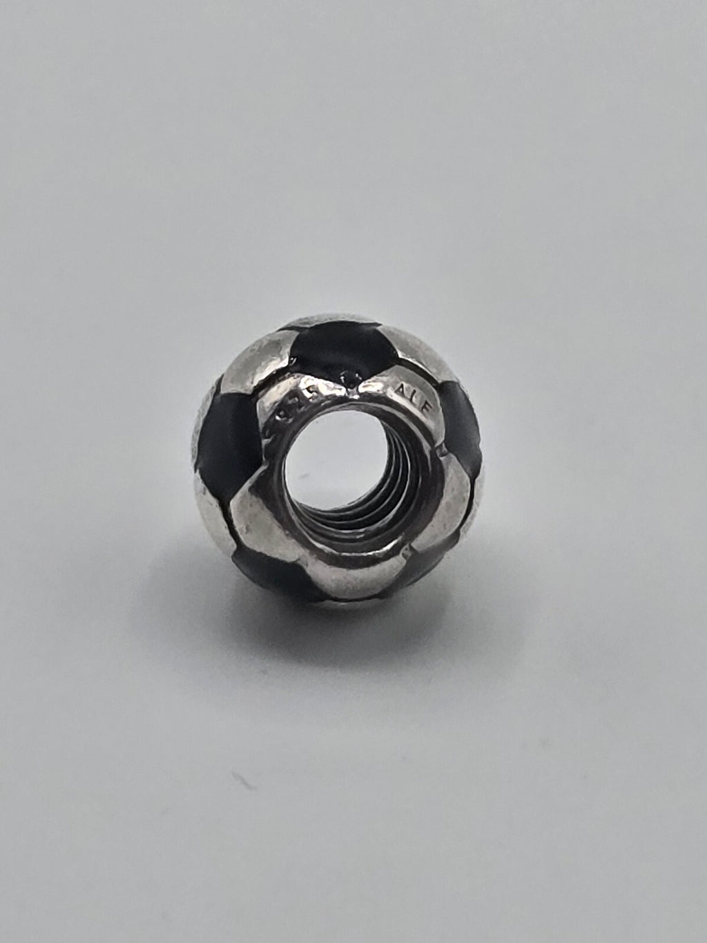 Preloved Pandora Football Charm, S925 ALE sterling silver, side view