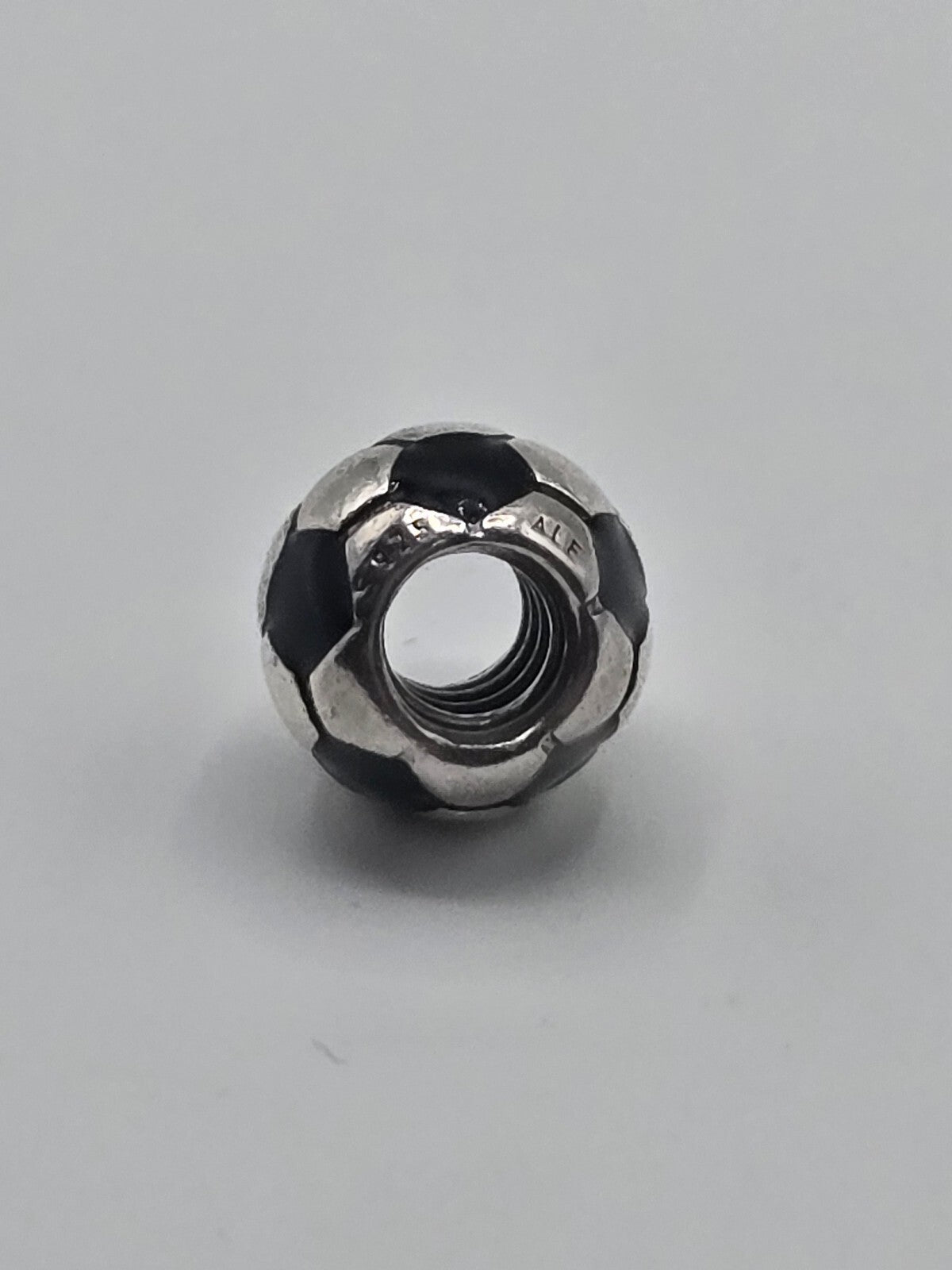 Preloved Pandora Football Charm, S925 ALE sterling silver, side view