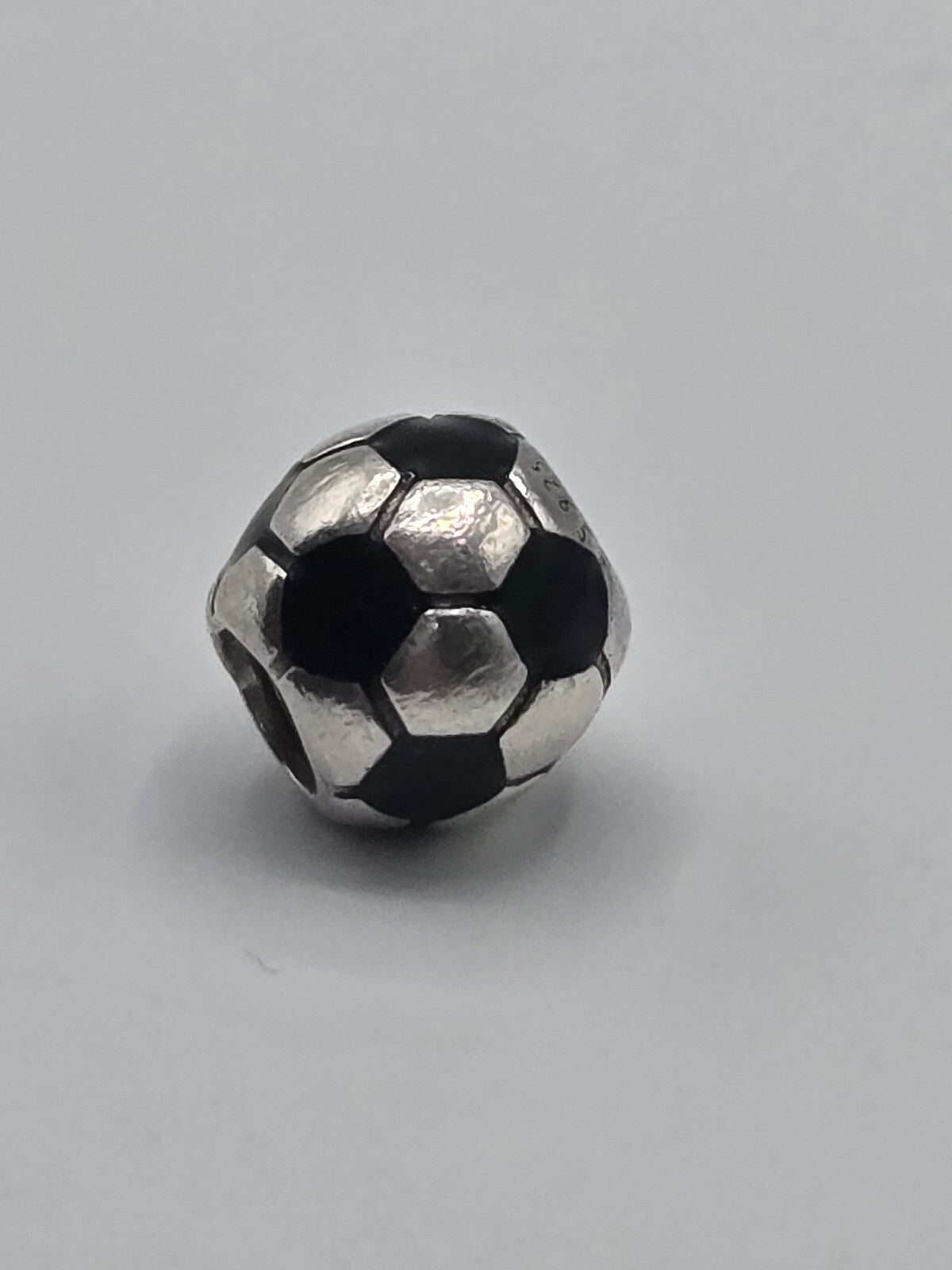 Preloved Pandora Football Charm, S925 ALE sterling silver, back view showing hallmark