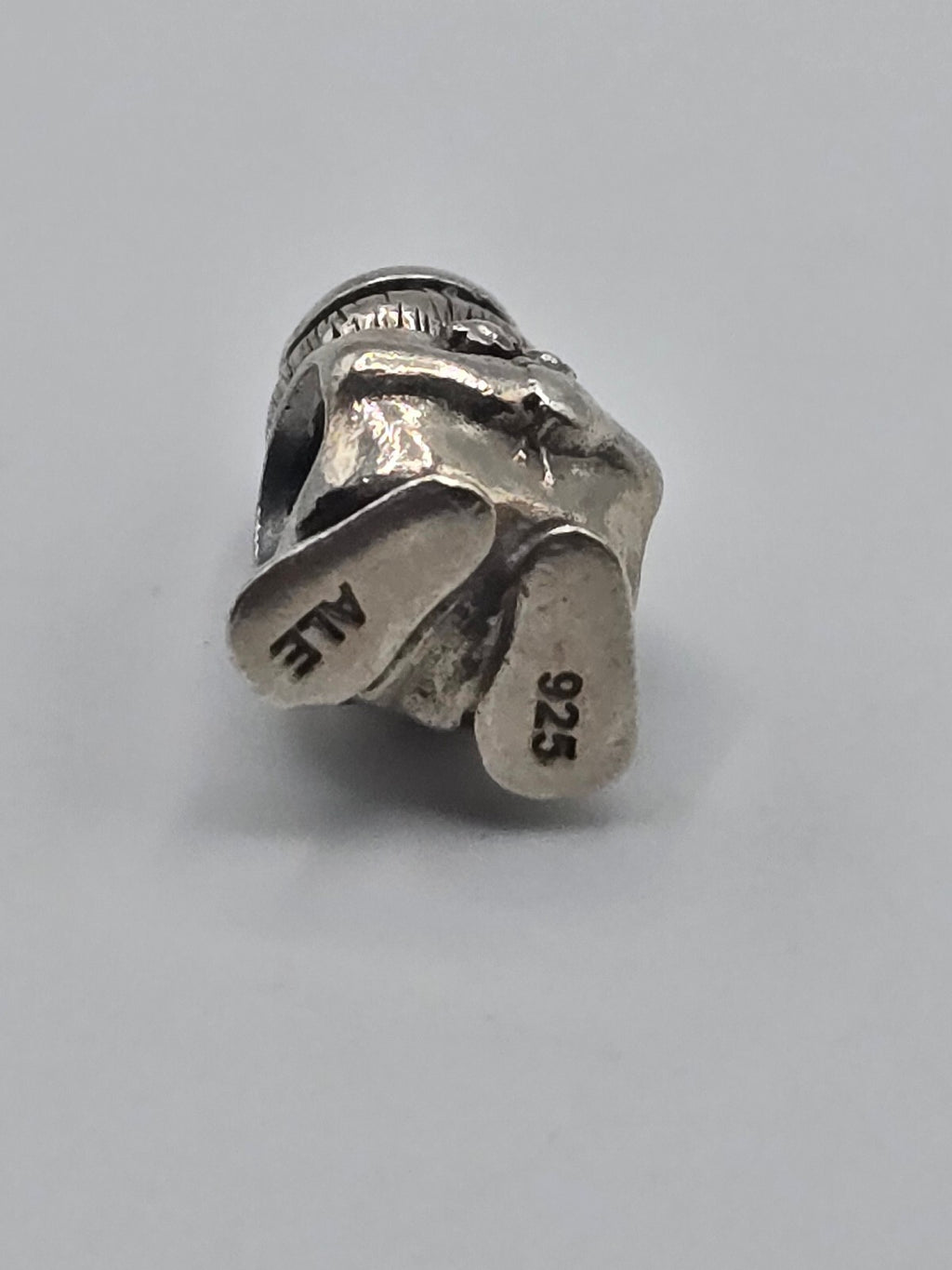 Preloved Pandora Clown Charm, S925 ALE sterling silver, back view showing hallmark