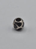 Pandora Black Enamel Hearts Charm on a plain light background