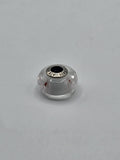 Pandora Milky White and Red Murano Glass Charm on a plain light background