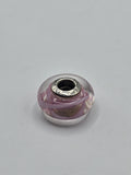 Pandora Pink Ribbon Swirl Murano Glass Charm on a plain light background