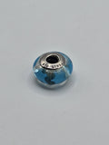 Pandora Sky Blue Wave Murano Glass Charm on a plain light background